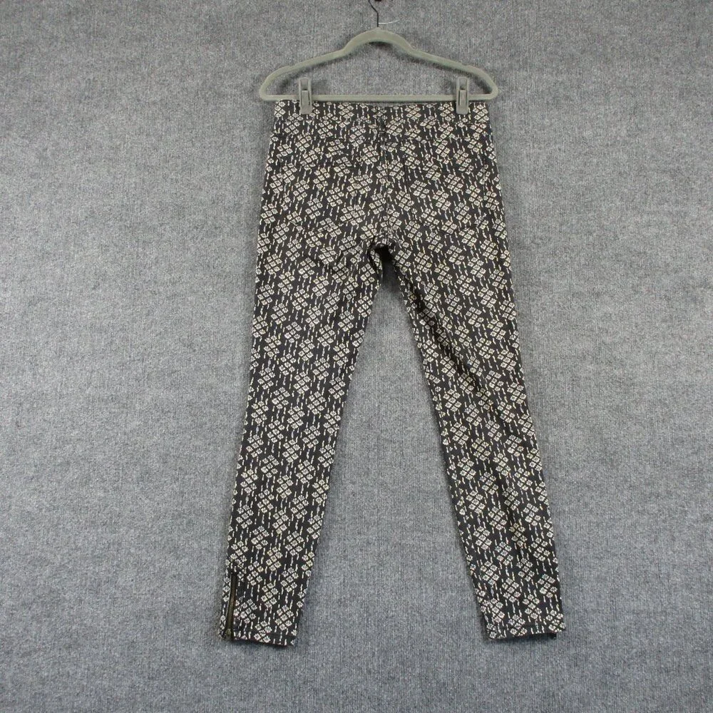 Pilcro Pants Women 28 Black Geometric Ankle Zip Serif Stretch Anthro Fit 30x28 - Picture 2 of 16